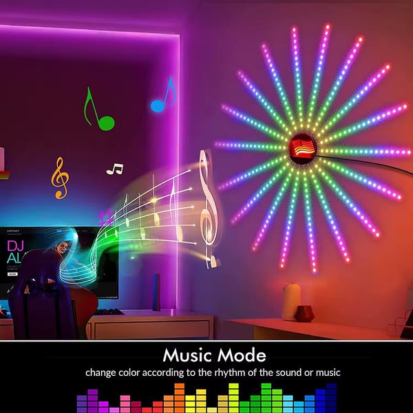 Smart Firework LED Strip Light with Remote & App Control, Music Sync Light for Home Decoration