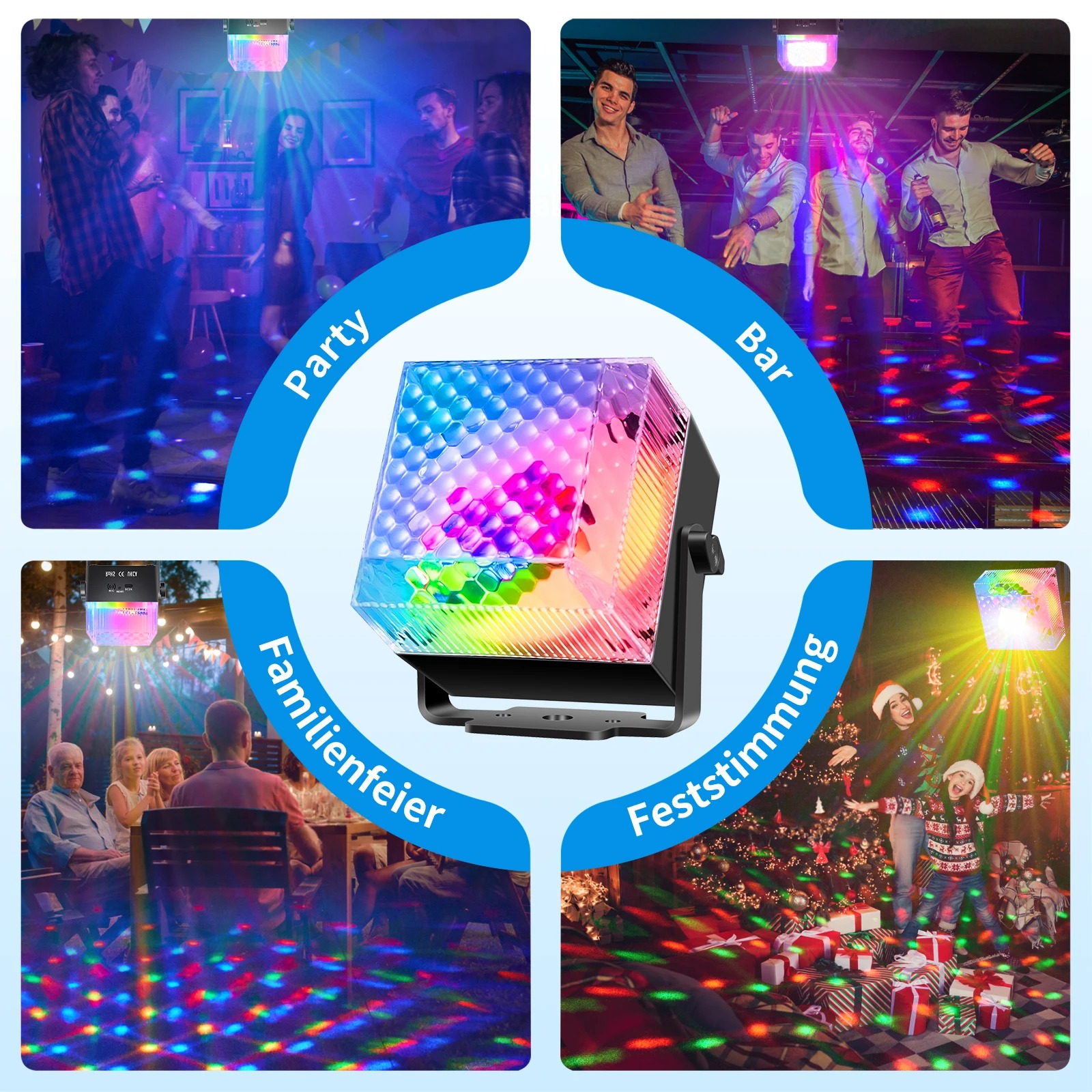 Disco DJ 3-color RGB + Warm White Night Mode Timer Remote Control for Bedroom Party and Sleep Aid Voice Control LED Night Light