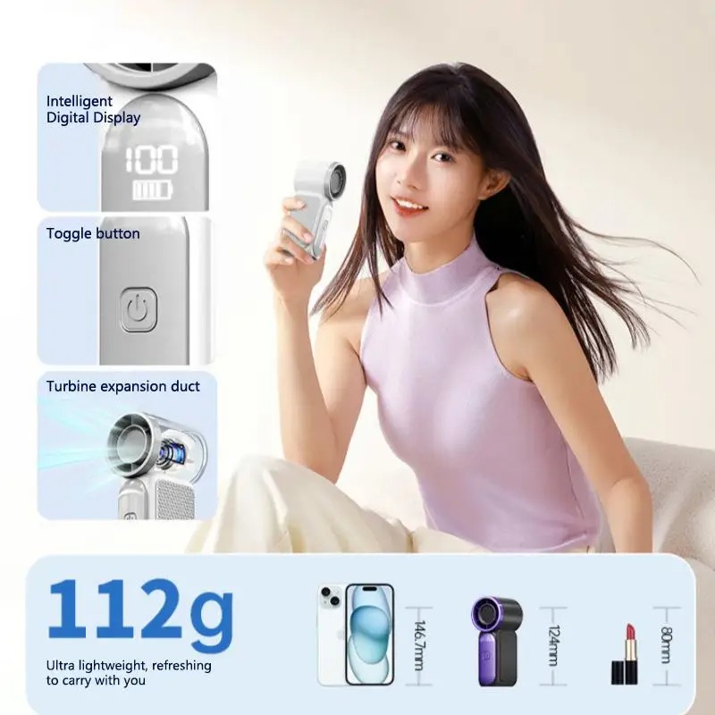 Type-C Mini Handheld Fan Portable Turbo Fan With 100 Wind Speed 3000mAh Cooling Blower Travel,R Cooling Device