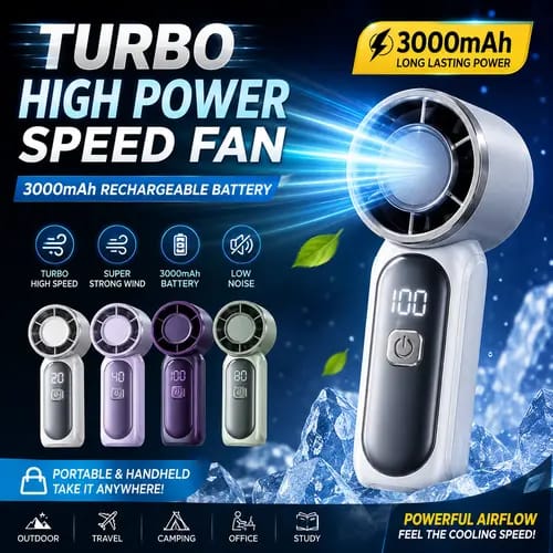 Type-C Mini Handheld Fan Portable Turbo Fan With 100 Wind Speed 3000mAh Cooling Blower Travel,R Cooling Device