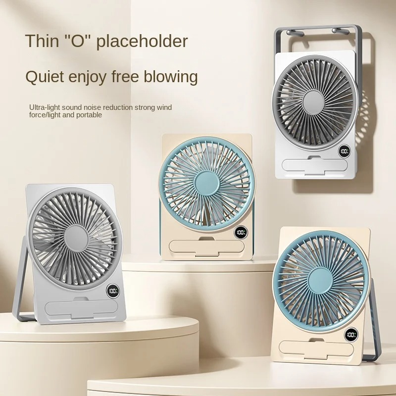 Ultra Thin Card Fan USB Rechargeable Mini fan LCD Digital Display 6-speed Adjustment Suitable For Office Summer small fan
