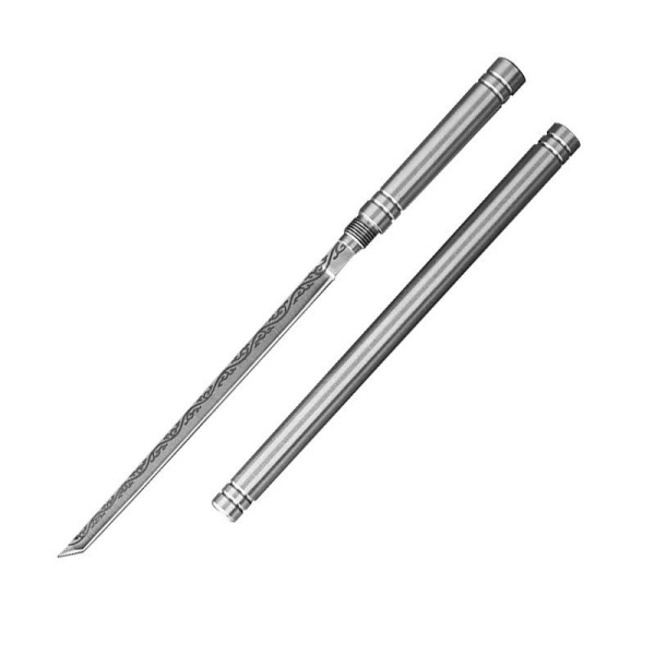 All-Steel Overlord Stick Knife Portable Fruit Knife Tea Knife Longquan Laser Pattern Overlord Knife Tea Ceremony Toy Metal Ornament