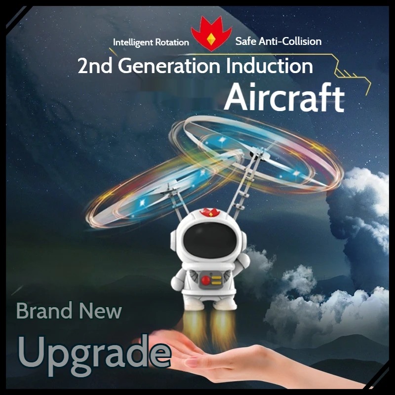 2nd Generation Astronaut UFO Induction Flying Toy Smart Hover Sensor Drone with LED Light Electric RC Toy for Kids Gifts
