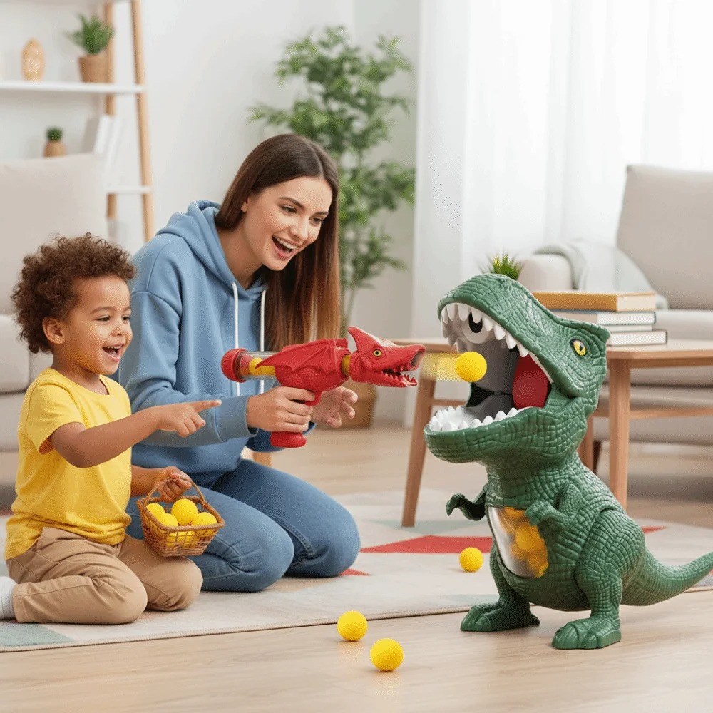 Soft Ball Design Dinosaur Launch Ejector Pneumatic Mechanism Ball Launch Soft Ball Ejector Competition Feature
