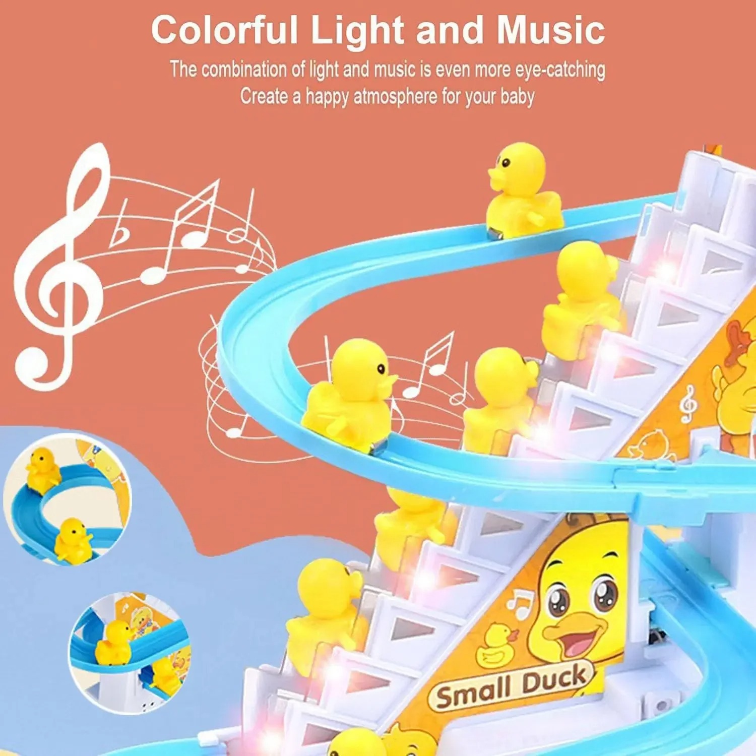 Children's ducklings climb stairs, cute ducks climb stairs, baby electric singing toys, duck slides