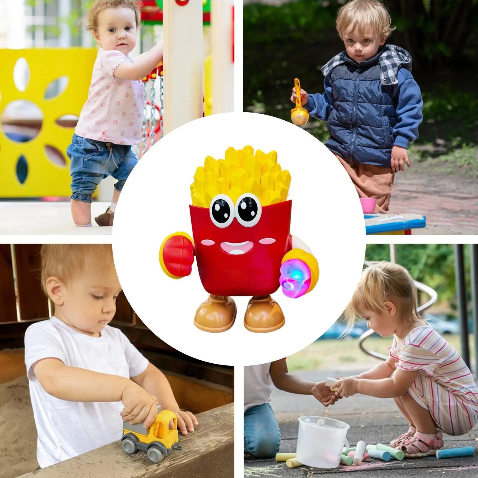 Kids Robot Toy Dance Robot Electric Music Light French Fries Design Doll For Home Indoor Kids Entertainment Play Learning Fun