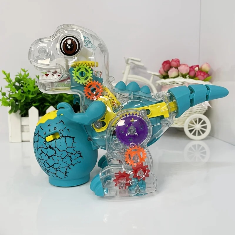 Transparent Dinosaur Toy，Can also be used for indoor decorative items，With Xuncai Lighting，Music and Auto Steering Function，Chri