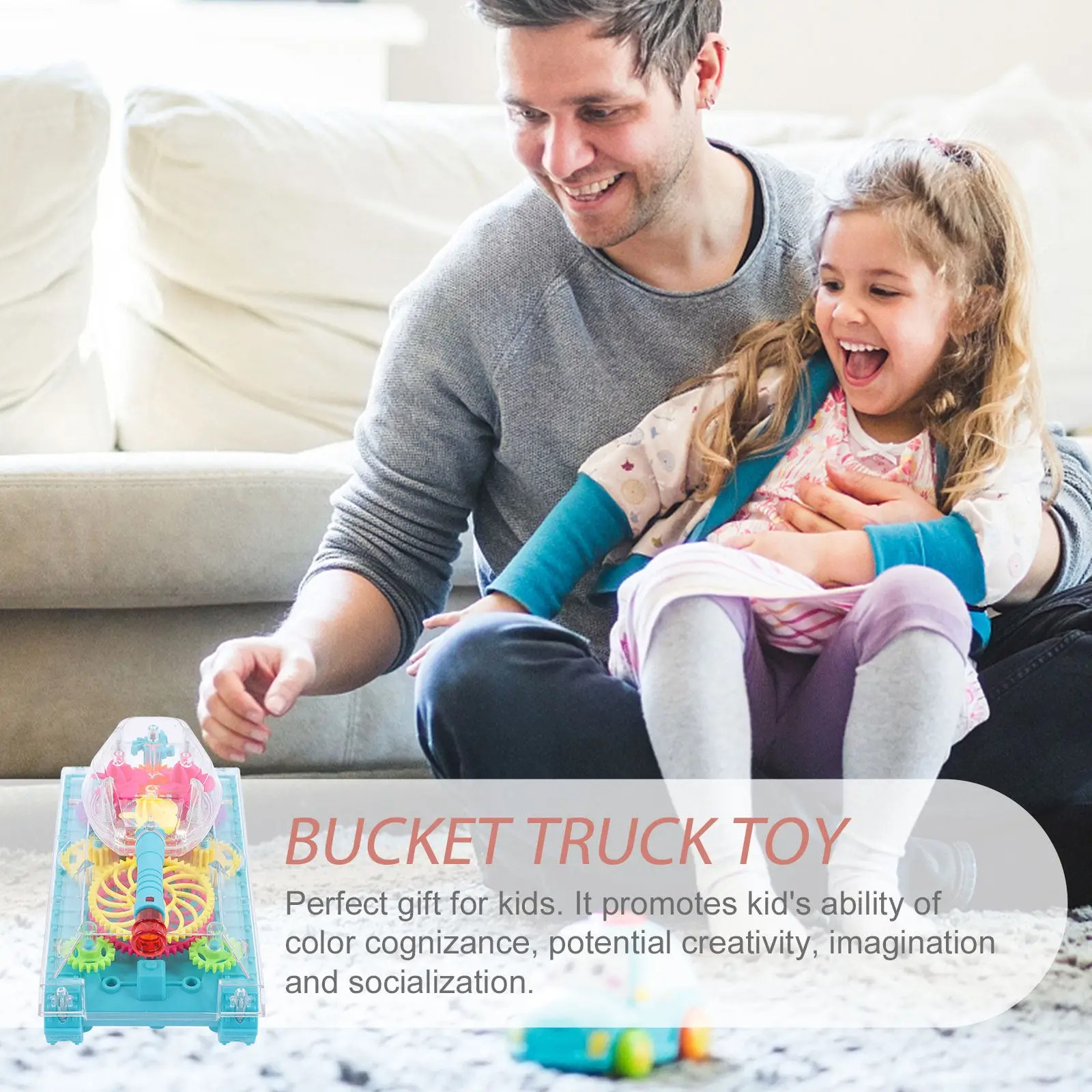 Fun Light Up Tank Car with Colorful Gears and Melodic Promotes Intellectual Development Socialization and Hand