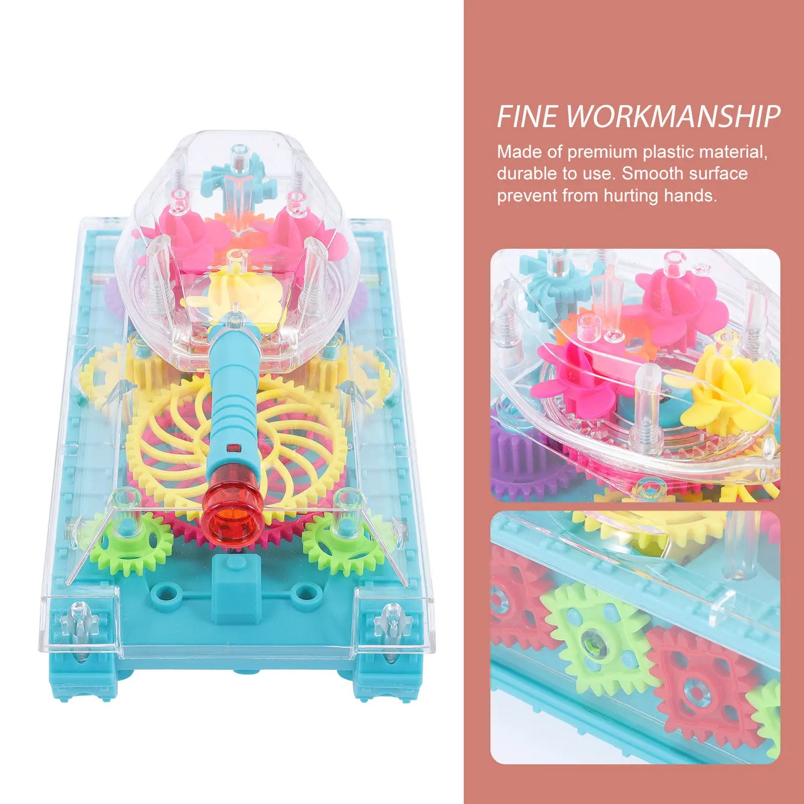 Fun Light Up Tank Car with Colorful Gears and Melodic Promotes Intellectual Development Socialization and Hand