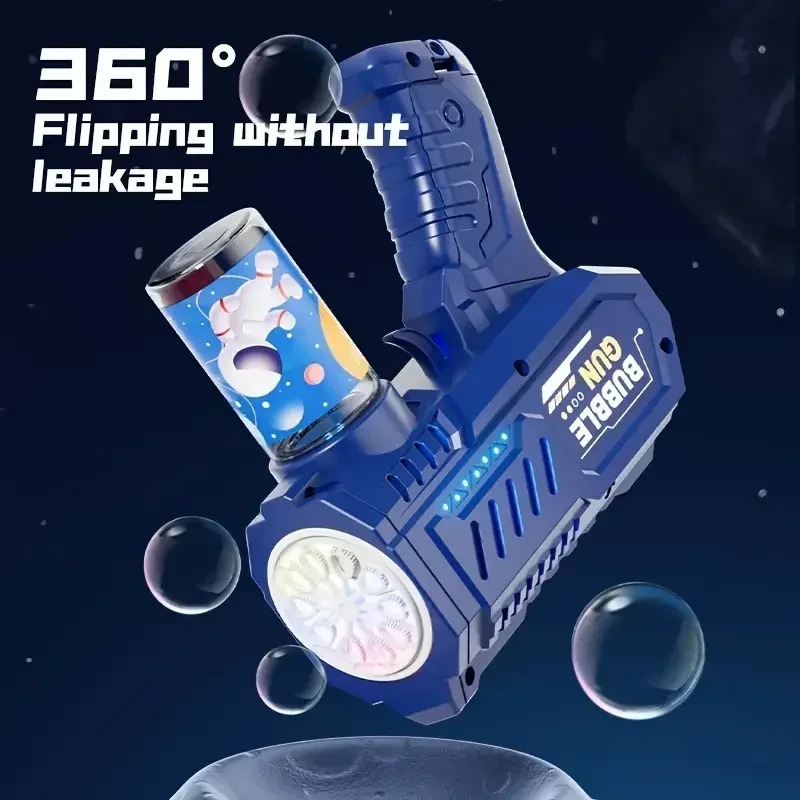 Automatic Electric Bubble Gun for Kids 10 Hole Handheld Light Bubble Machine Fully Children's Toys Without Battery Bubble Water