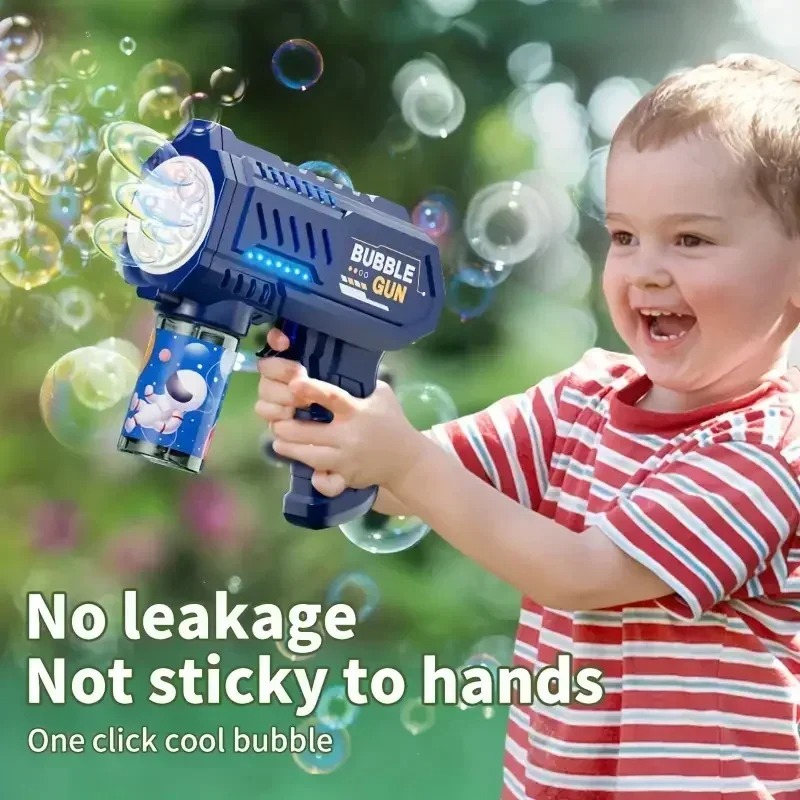 Automatic Electric Bubble Gun for Kids 10 Hole Handheld Light Bubble Machine Fully Children's Toys Without Battery Bubble Water