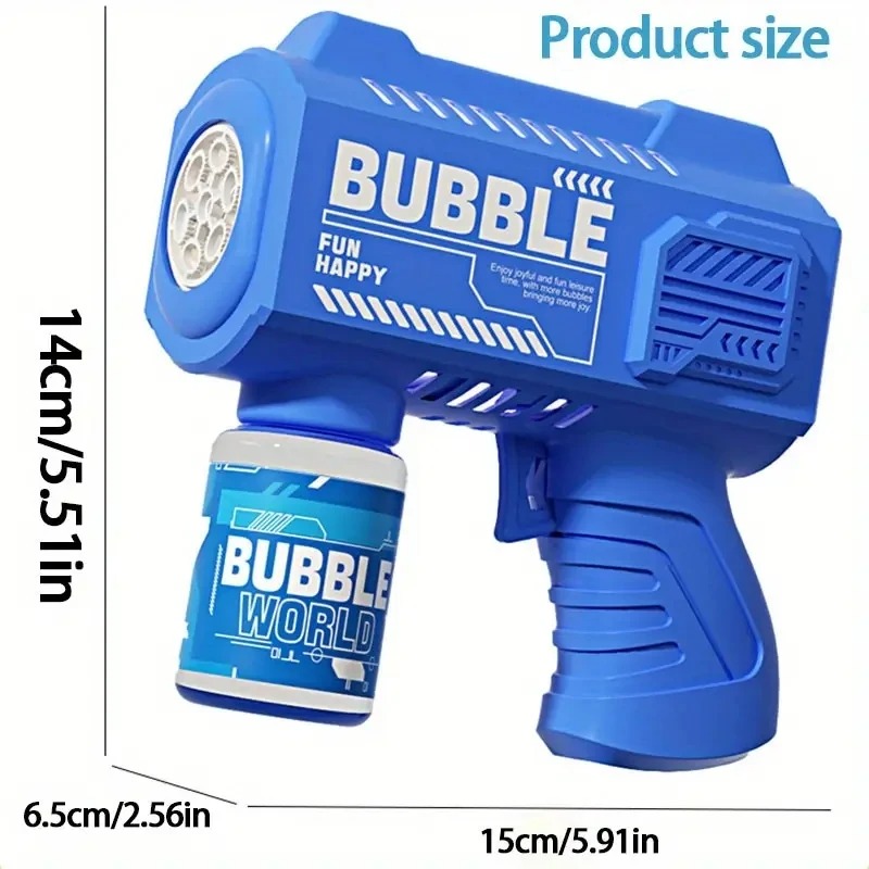 Fully automatic children's toy bubble machine with light, hand-held bubble gun (excluding bubble liquid/batteries to be prepared