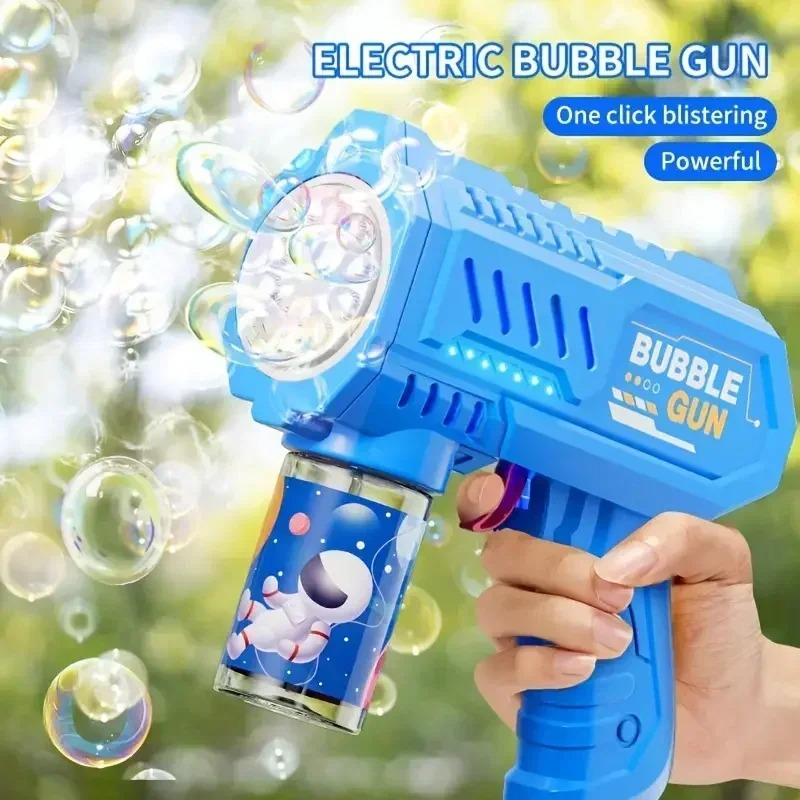 Fully automatic children's toy bubble machine with light, hand-held bubble gun (excluding bubble liquid/batteries to be prepared