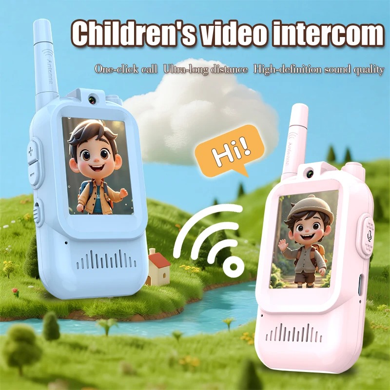 2pcs/pack JK200 Children Video Intercom 2-Inch Screen 200M Long Range Visual Walkie Talkies Voice Change 1500mAh Type-C Charging