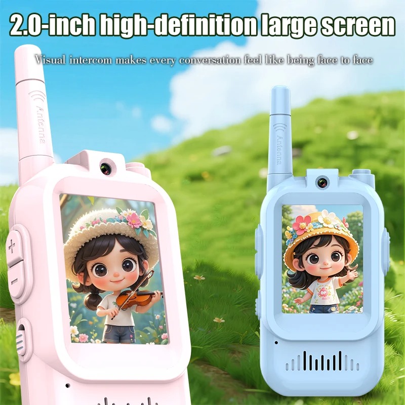 2pcs/pack JK200 Children Video Intercom 2-Inch Screen 200M Long Range Visual Walkie Talkies Voice Change 1500mAh Type-C Charging