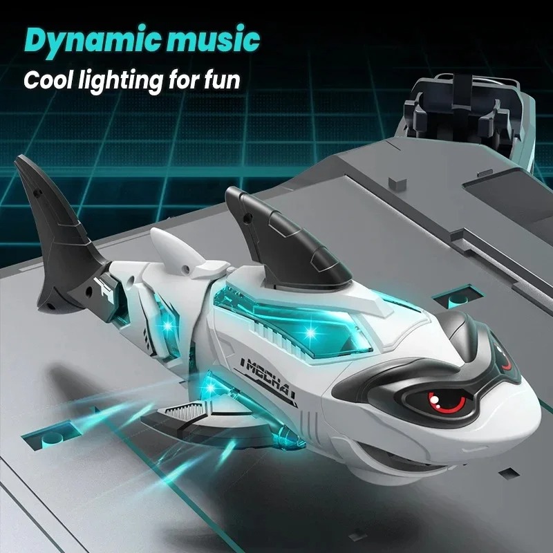 Children's Electric Shark Robot Toy Universal Walking with Dynamic Music Cool Simulation Model Gift for Kids