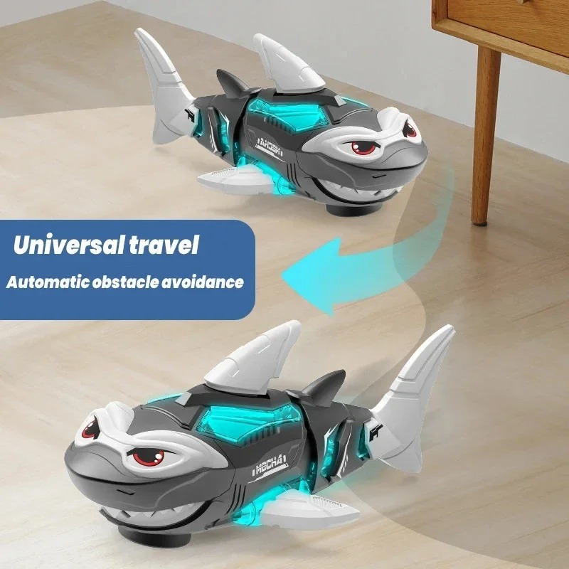 Children's Electric Shark Robot Toy Universal Walking with Dynamic Music Cool Simulation Model Gift for Kids